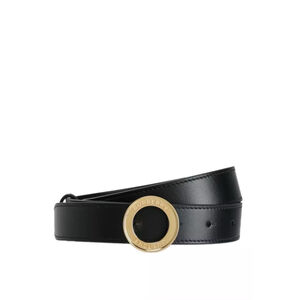 NWD Burberry Black Belt Gold Circular Logo Buckle Classic Women’s Size Small